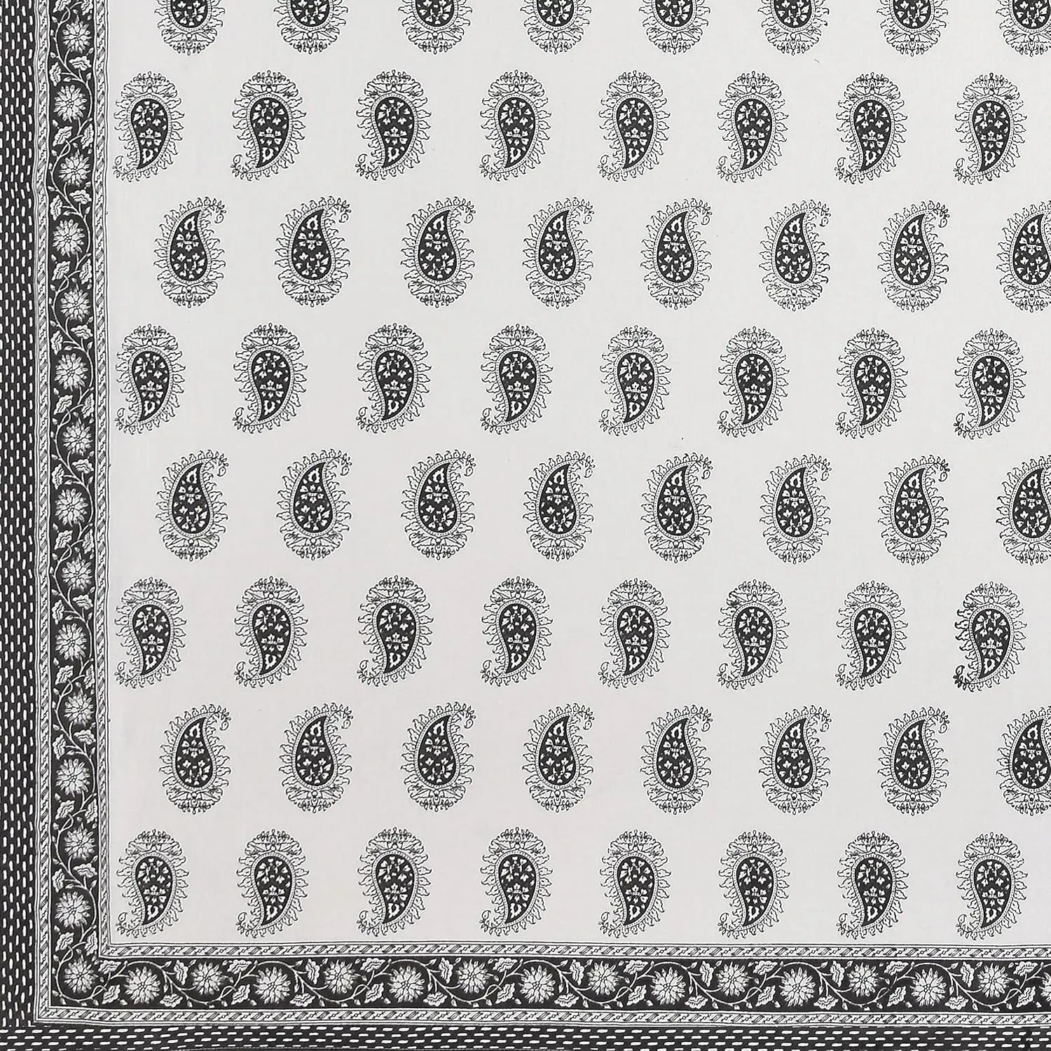 Black Paisley Print Cotton Bedsheet – King Size (100x108 inch) JUTON