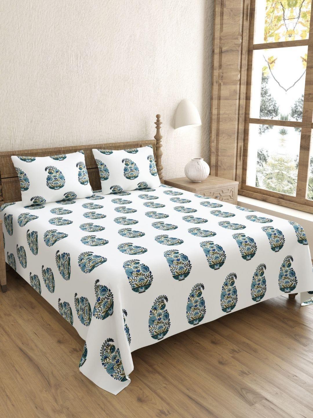 Royal Palm & Cypress Twill Cotton Bedsheet – King Size (108 x 108 Inch) JUTON